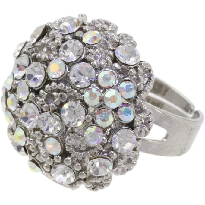 Behave – ring – Transparant – Zilverkleur – Bloemdesign – Kristalglans – Verstelbaar