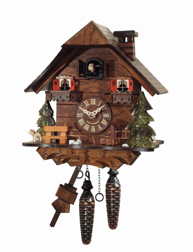 Engstler - 433_Q - Koekoeksklok - Kwarts - Notenhout - 25,5 cm