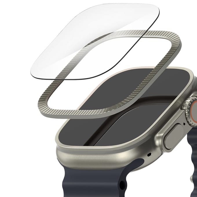 Ringke Bezel Styling + Screenprotector voor de Apple Watch Ultra - 49 mm - Fluted Titanium