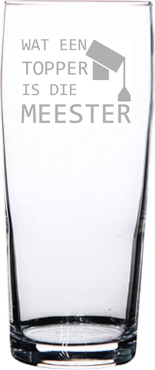 Gegraveerde bierfluitje 19cl Wat een topper is die meester