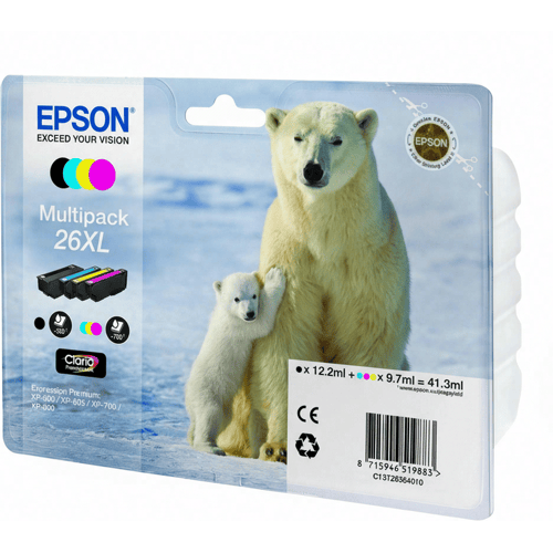 Epson Polar bear multipack 4 kleuren 26XL Claria Premium inkt