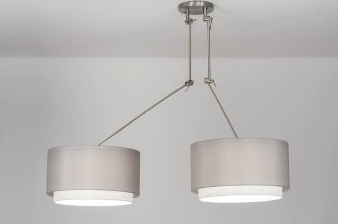 Lumidora Hanglamp 30722 - BROOKLYN - 2 Lichts - E27 - Grijs - Staal
