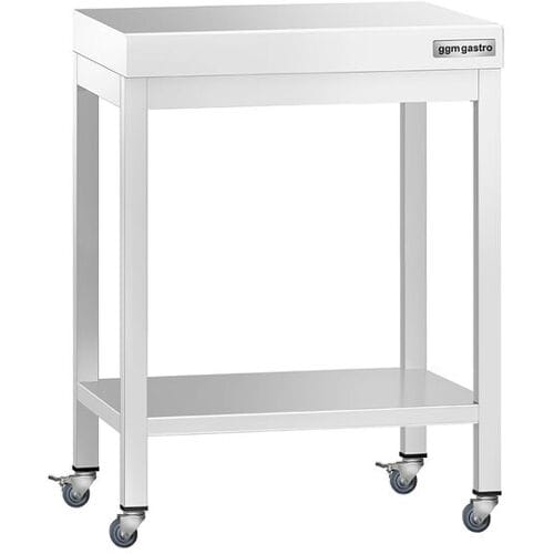 GGM Gastro Edelstahl Arbeitstisch PREMIUM - 600x600mm - mit Grundboden & Rollen
