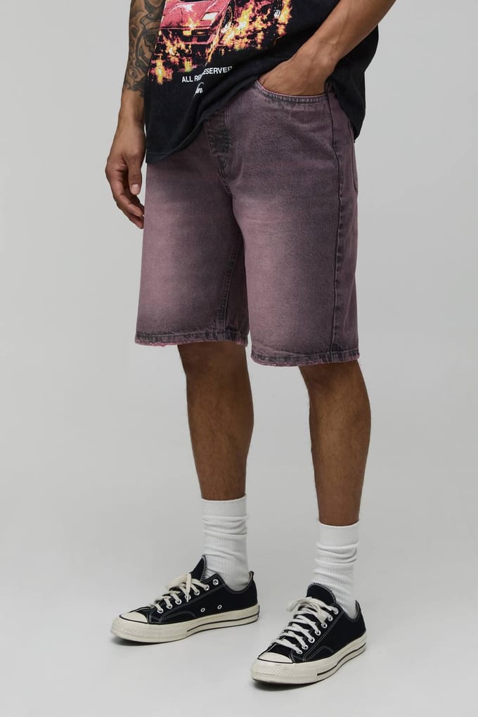 Relaxed Getinte Denim Shorts | Pink | Size 28