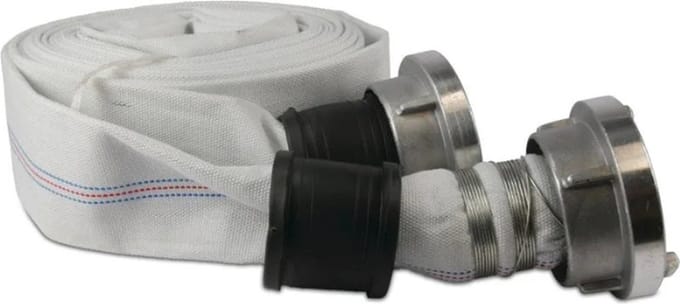 Plat oprolbare slang met koppelingen EPDM/polyester 52 mm Storz NA 66 10bar wit 20m type 52C