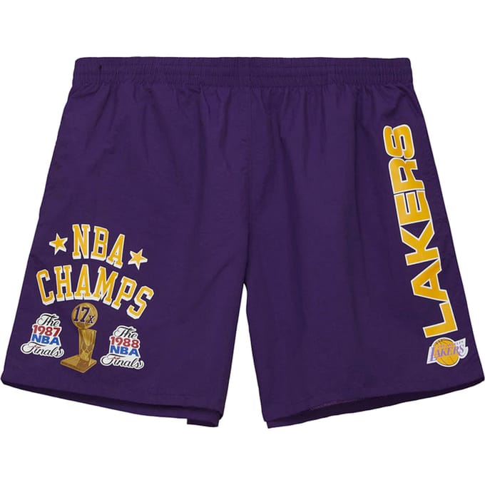 Mitchell And Ness NBA Los Angeles Lakers Team Heritage Woven Korte Broek Paars