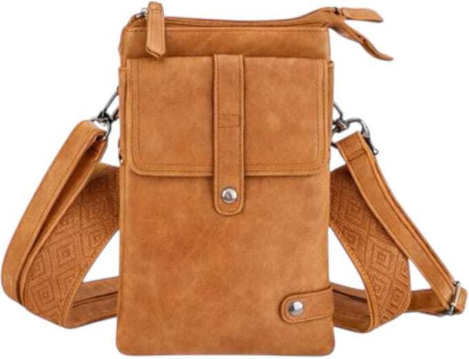 THL Design - Dames schoudertas - Klein tasje - telefoontasje - 2 banden - Tas Bruin