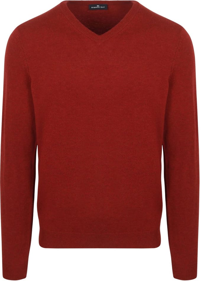 Steppin' Out Pullover V-hals Merinowol Rood - Maat L - Heren - Pullovers