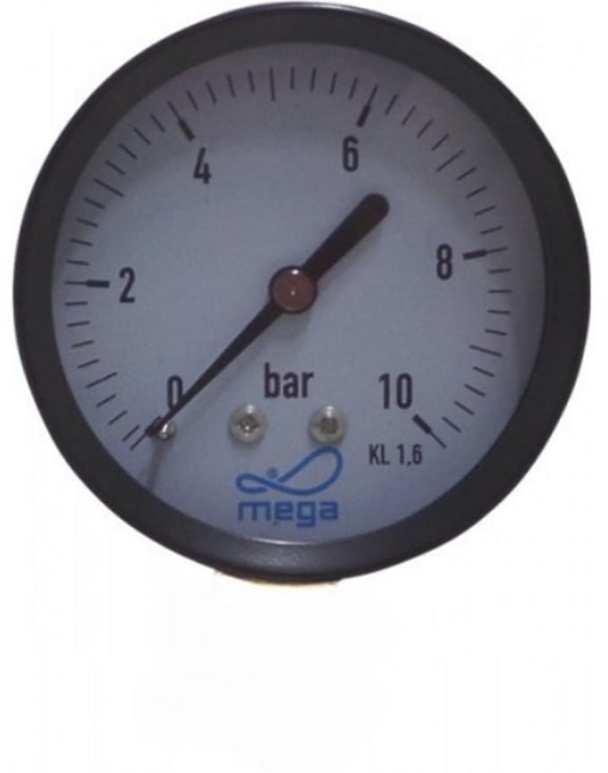 Profec Manometer 63 mm buitendraad 0 - 10bar zwart type droog achteraansluiting 1/4"