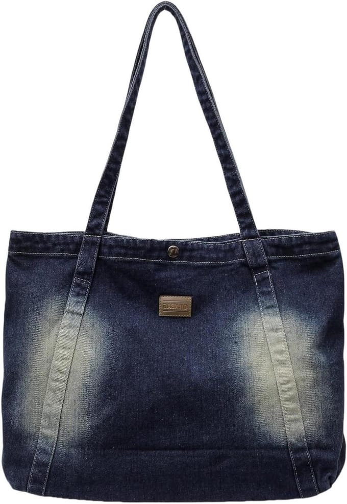 Denim Tas - Schoudertas Dames - Dagelijks Gebruik - Grote Capaciteit - 39 cm Hoogte - Blauw