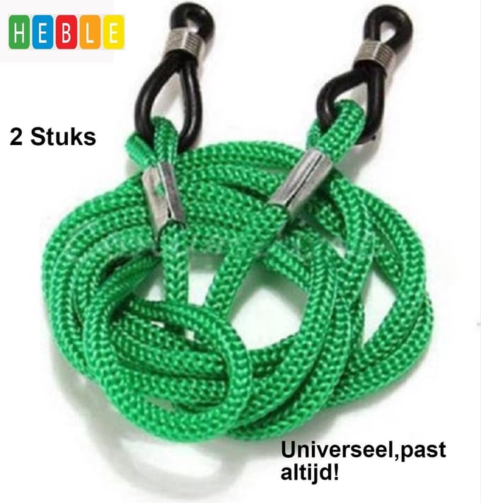 *** 3 Stuks Brillenkoord Groen Trio - Zonnebril Touwtje - Leesbril - Bril Houder - van Heble® ***
