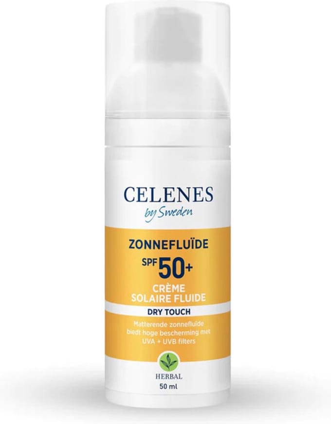 Celenes by Sweden Herbal Sun Dry Touch Zonnefluïde SPF50 - 50ml - Alle Huidtypes