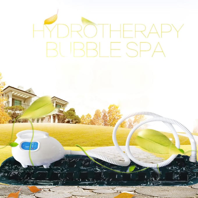 Waterbestendig Luchtbellenbad Ozon Lichaamsspa Massagemat met Luchtslang EU Plug beige
