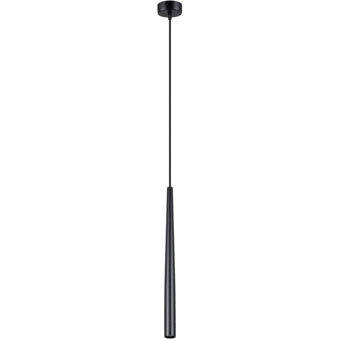 Hanglamp BLISS 1 met slanke, taps toelopende kap - Sollux Lighting - IP20 - Zwart staal behuizing - 8 x 8 x 118 cm - 1 x G9 LED, exclusief lichtbron - Max. 8 W - Moderne hanglamp voor gang, hal en woonkamer