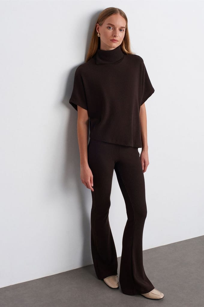 Hoge Taille Flared Gebreide Broek