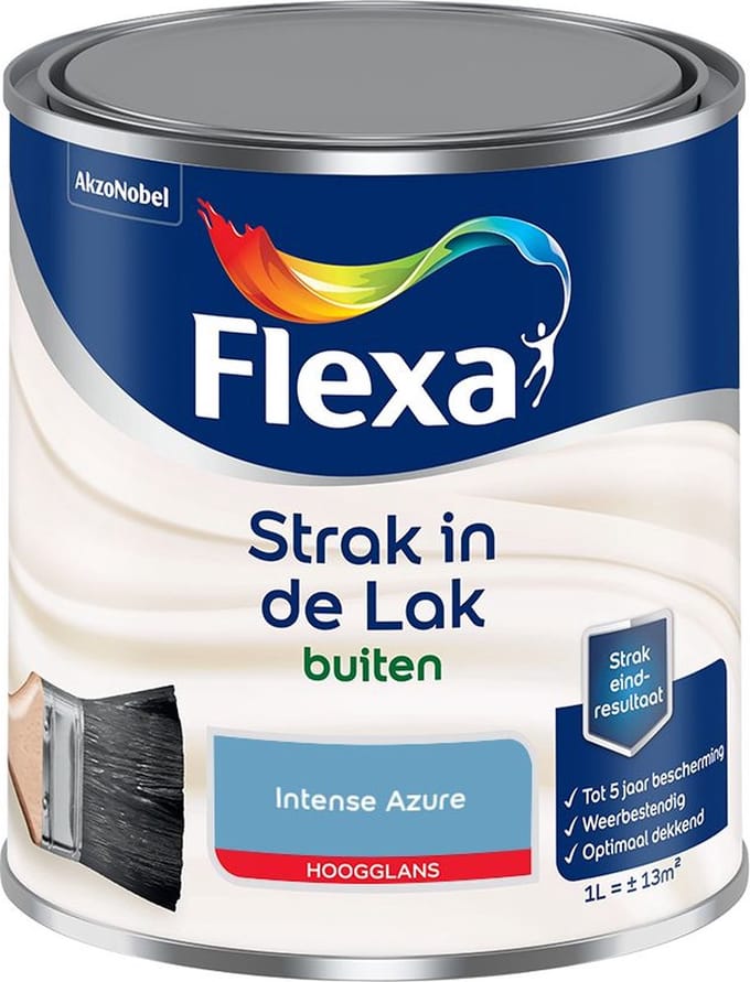 Flexa - Strak In De Lak Buitenlak Hoogglans - Intense Azure - Mengverf - 1 L