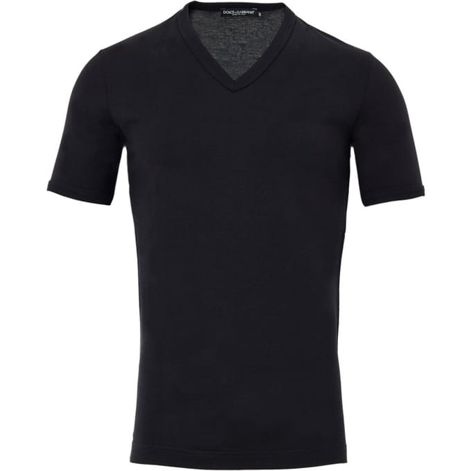 V-hals T-shirt in zwart katoen Dolce & Gabbana