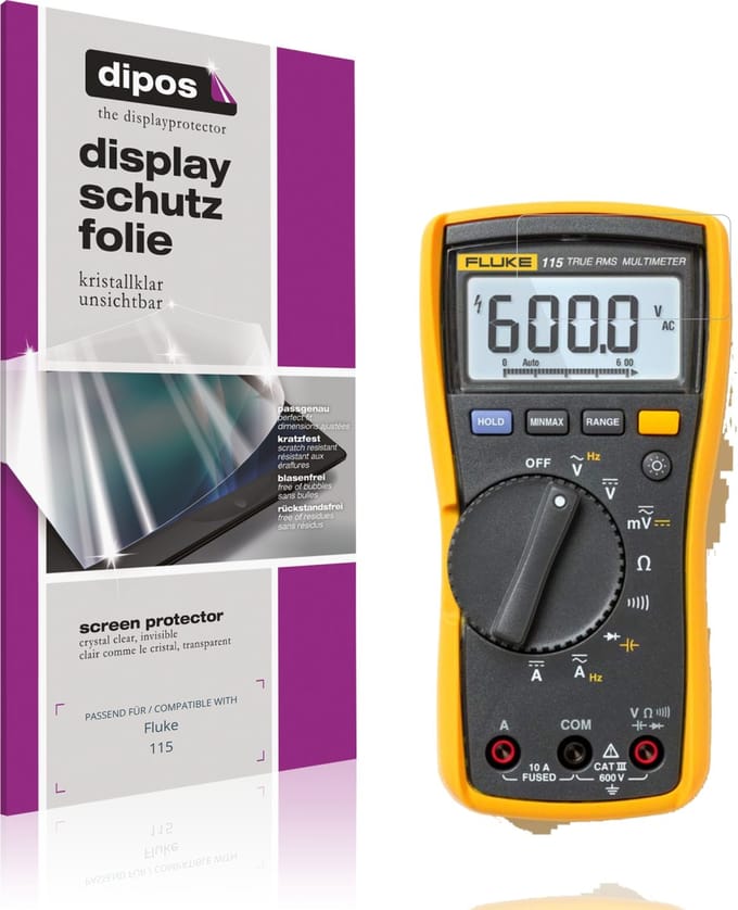 dipos – 4x Beschermfolie geschikt voor Fluke 115 | Krasbestendige & heldere Screenprotector Ultra-Thin