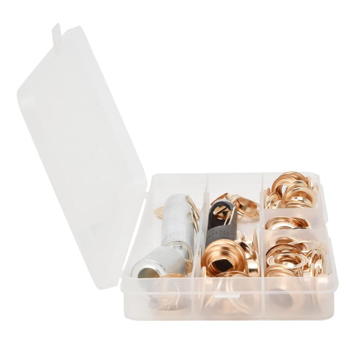 50 Stuks Messing Zeilringen Oogjes Set Naaien Zetgereedschap met 3 Stuks Installatiegereedschap 12mm white