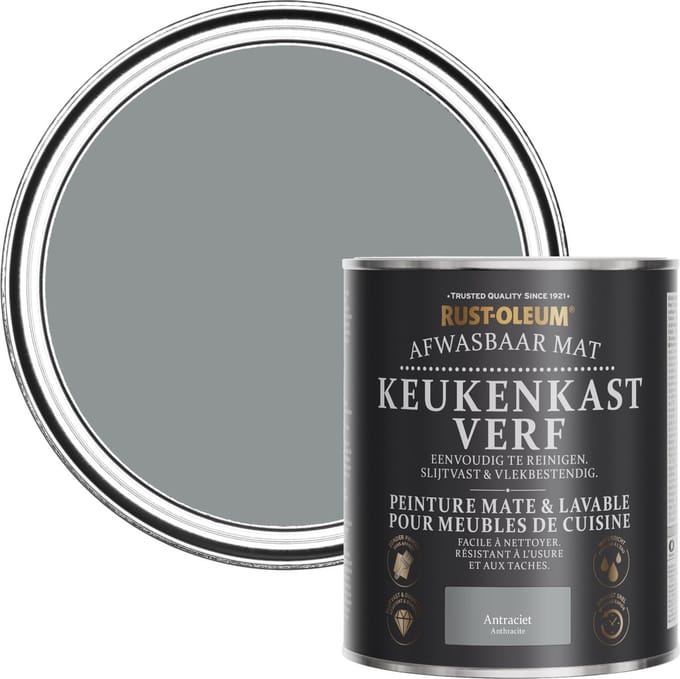 Rust-Oleum Donkergrijs Afwasbaar Mat Keukenkastverf - Antraciet 750ml