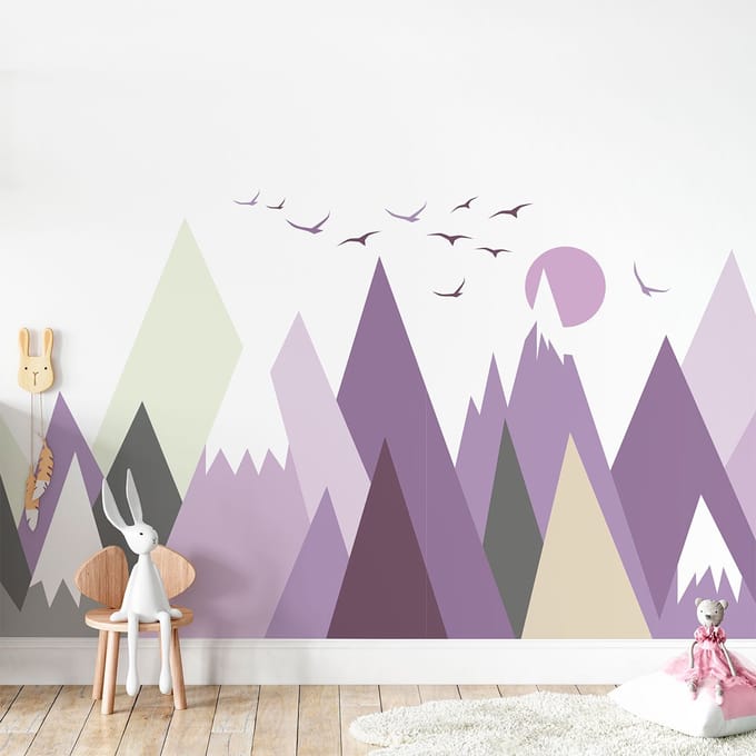 Kinderstickers van Scandinavische bergen, ontwerp van Jazka, 100 x 150 cm
