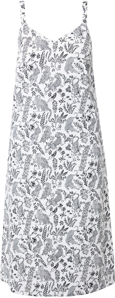 Studio Untold - Dames - Maxi-jurk A-lijn satijn all-over print - Off-white - Maat 50+