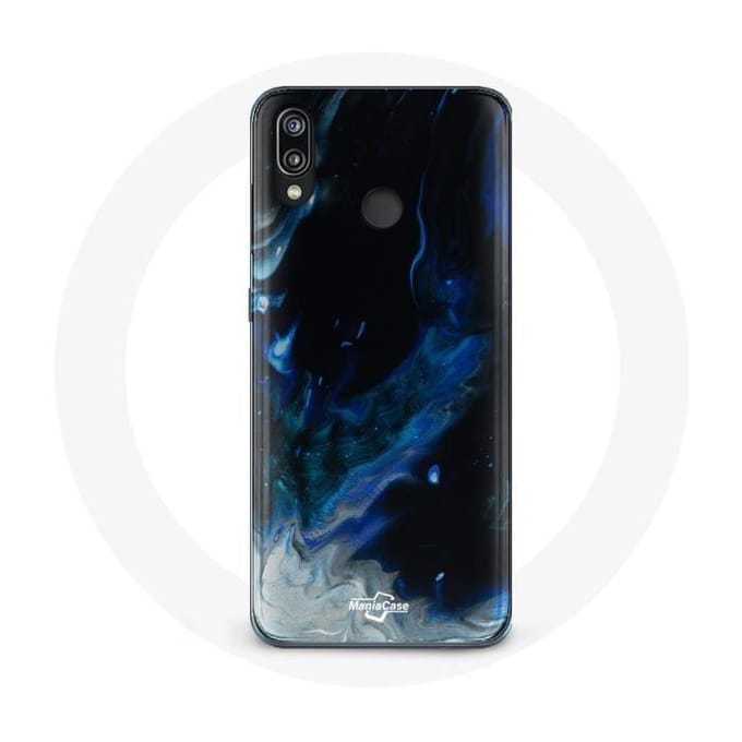 Hoesje voor Huawei P20 Lite Veelkleurige rookwolken van blauwgrijs en zwart op een zwarte achtergrond