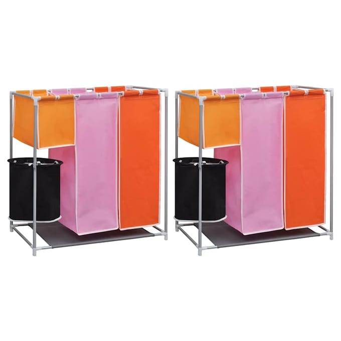 vidaXL - 3-delige - Wassorteerders - 2 - st - met - wasmand