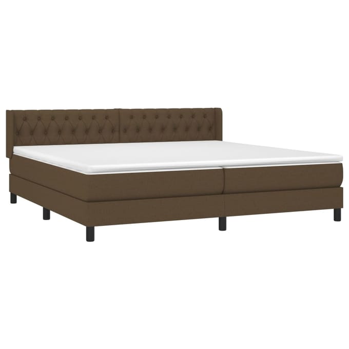 vidaXL - Boxspring - met - matras - stof - donkerbruin - 200x200 - cm