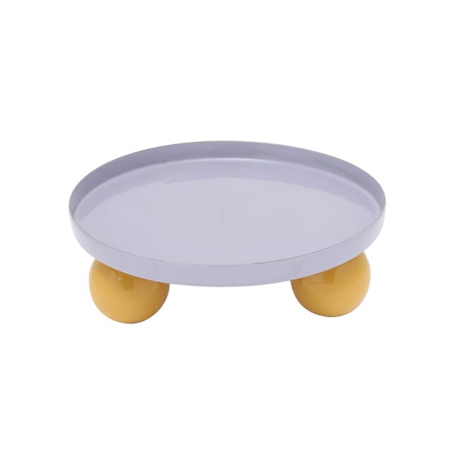 Present Time - Dienblad Double Funky Rond - Soft purple & bright yellow
