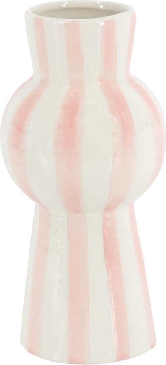 HomeBound by KY | Vaas keramiek stripes roze | bloemenvaas