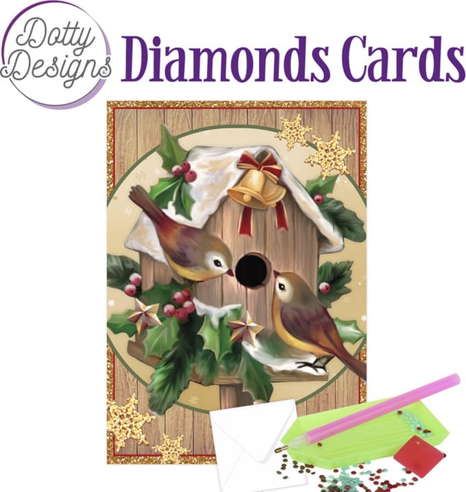 Diamond Painting Dotty Design Diamonds Cards | Christmas Birdhouse