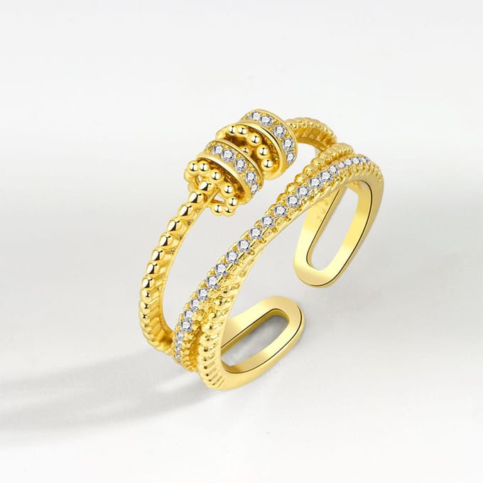 Mode Dubbellaags Legering Decoratie Open Ring Sieraden Cadeau beige