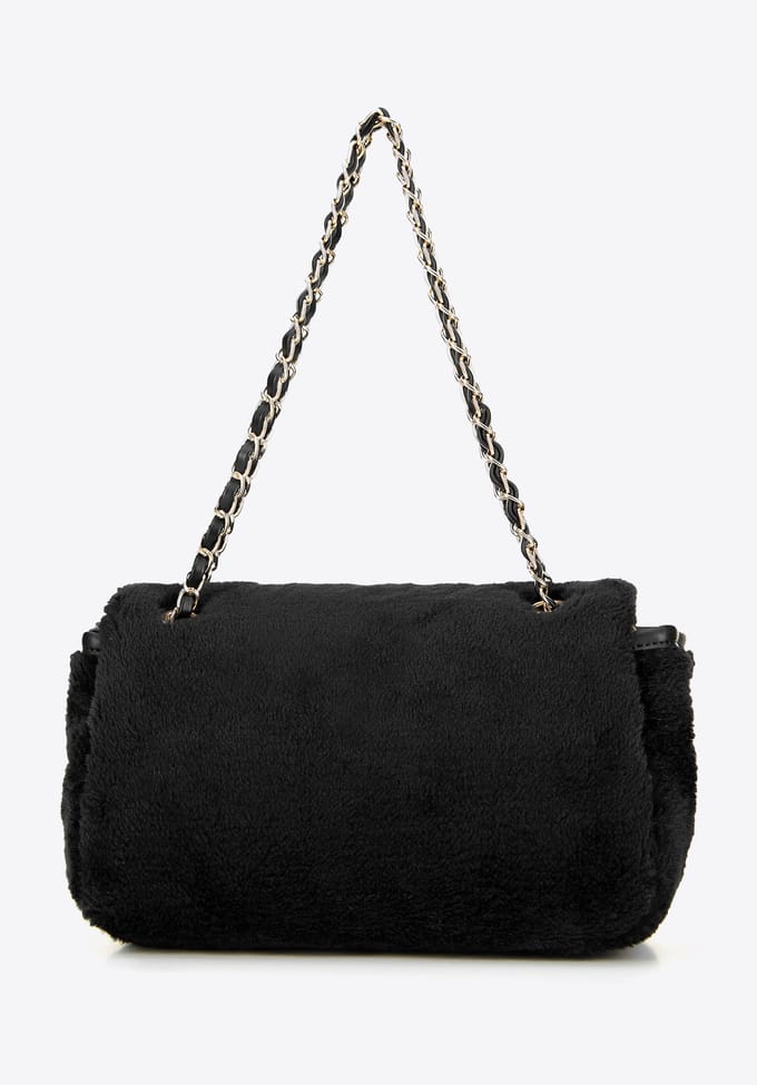 Wittchen - Crossbody Tas met Bont - Zwart - Polyester en Eco-leer