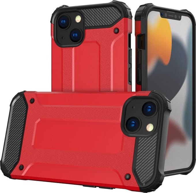 LuxeBass Hoesje geschikt voor Apple iPhone 14 Plus - Rood - Armor case