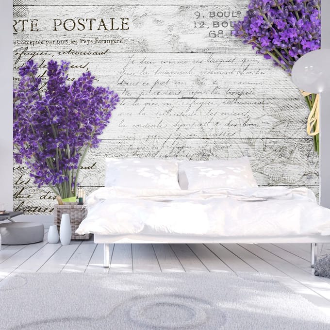 392cm X 280cm - Zelfklevend fotobehang - Lavendel brieven, 8 maten, premium print