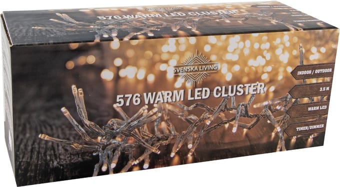 Svenska Living Kerstverlichting - transparant - 576 lampjes - warm wit - 350 cm - timer-dimmer