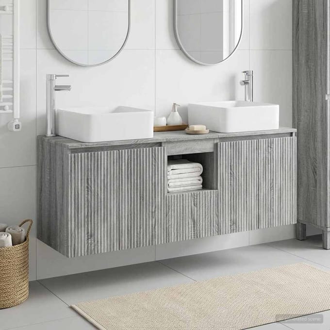 vidaXL - Badkamerkast - set - 3 - st - Grijs - Sonoma - 135 - x - 35 - x - 80 - cm
