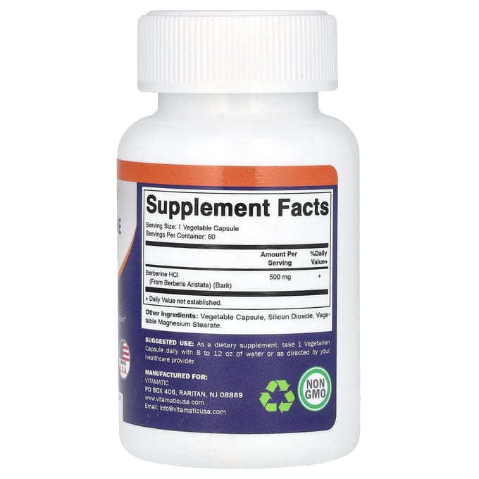 Vitamatic, Berberine, 500 mg, 60 Veggie Capsules