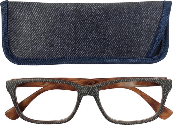 Lilly&June Leesbril Grijs Houtprint +3 - Met Bijpassend Etui