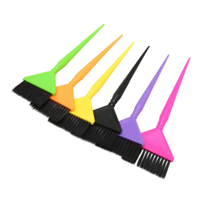 Lot de 6 pinceaux de coloration multicolores à longue queue pour salon et maison black