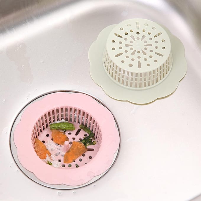 Bloemvormig Afvoerfilter Plastic Spoelbakdeksel Spoelbak Haarzeef voor Keuken Badkamer beige