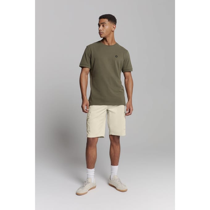 No Excess Short Cargo Garment Dyed + Stone Washed Stretch Cement Größe: W28 | Kurze Sporthosen Outlet | Herren