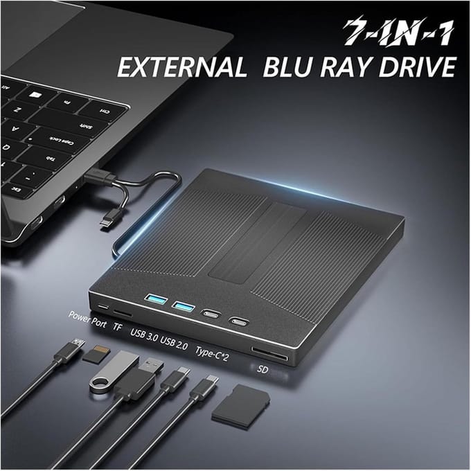 Externe Blu-ray Drive - Draagbare DVD-speler Externe CD-brander - Films Kijken - USB 3.0 Interface - 8 MB Cache - Zwart