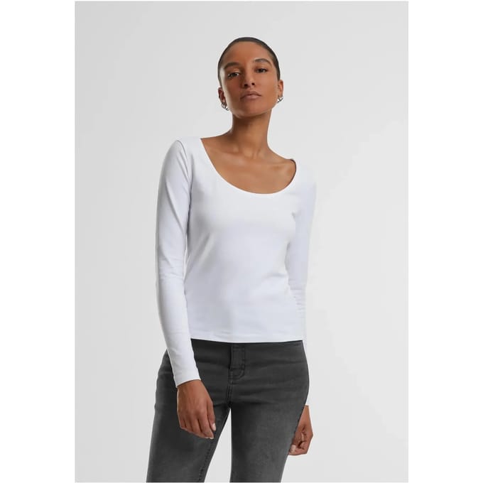 Urban Classics - Wide Neck Longsleeve top - XXL - Wit