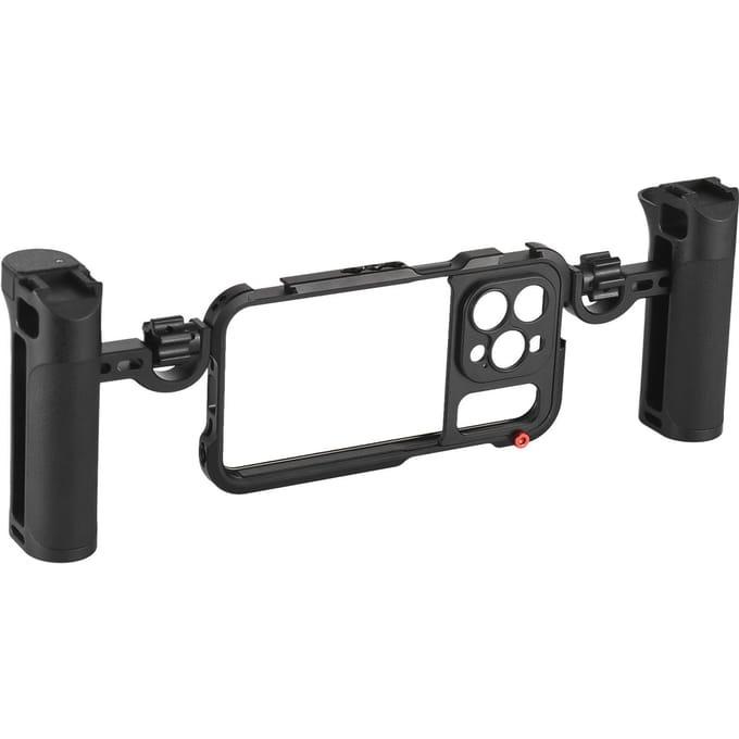 Draagbare Telefoonkooi met Dubbele Handvatten Mobiele Telefoon Video Rig Handheld Smartphone Stabilisator Verschillende For iPhone 15 Pro Max gray
