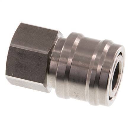 RVS DN 7.2 (Euro) Luchtkoppeling Snelkoppeling G 1/2 inch Binnendraad Double Shut-Off - CLS7-F-S-SV-012