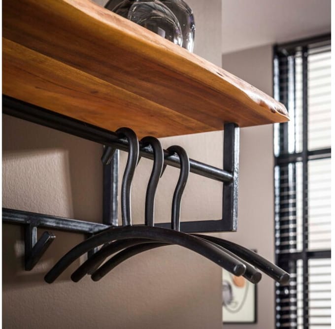 Kapstok Timber 6 haken hoedenplank 100 cm