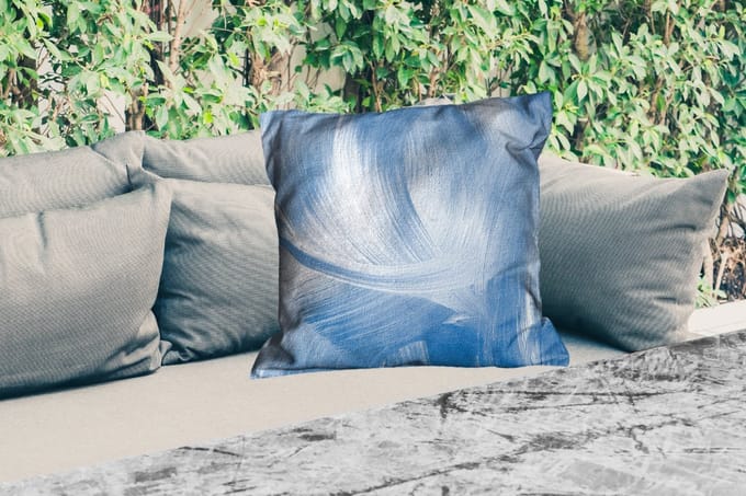 Sierkussen Buiten - Blauw - Acrylverf - Design - 60x60 cm - Weerbestendig