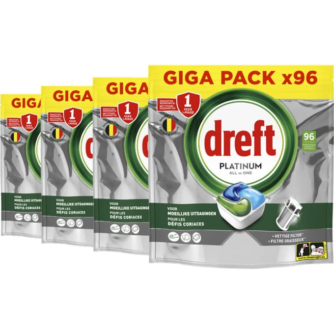 Dreft Vaatwastabletten Platinum All In One - 4-pack (264 stuks)